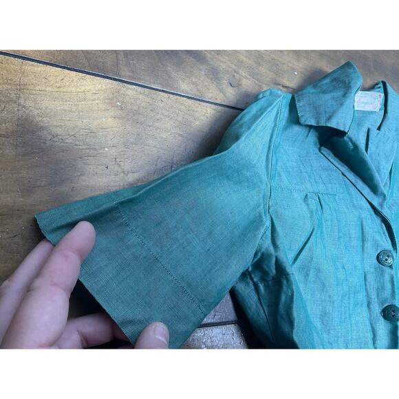VTG 50s Girl Scout Uniform Dress Green Girls 10/12 Buttons Costume - Picture 13 of 15